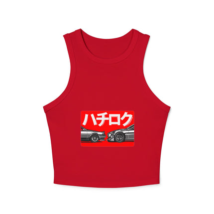 Damen Micro Rib Racer Tank Top mit Auto-Enthusiasten-Motiv