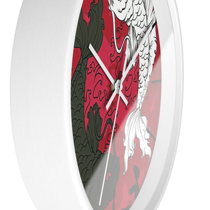 Attraktive Wanduhr mit Koi-Fisch-Design 