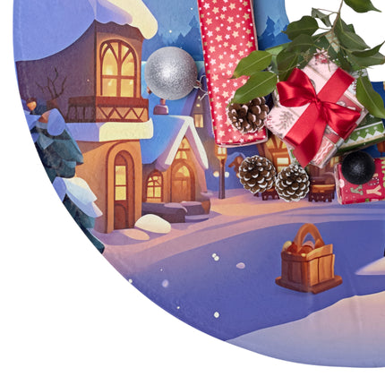 Snow and House Scenery design themed Christmas Tree Skirts