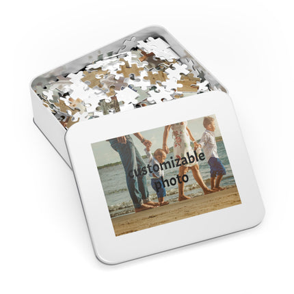 Personalized Family Photo Jigsaw Puzzle with Tin – Custom Memorable Puzzle