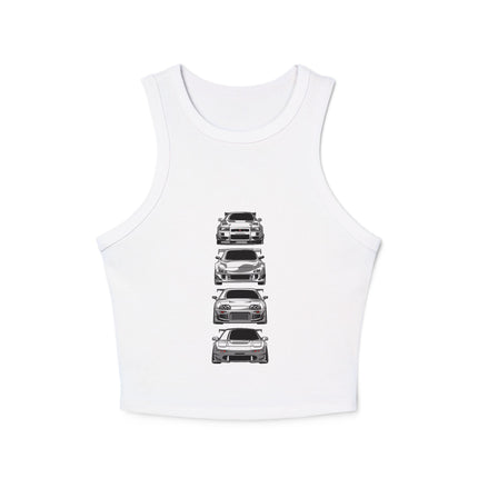 Damen Micro Rib Racer Tank Top mit Auto-Enthusiasten-Motiv