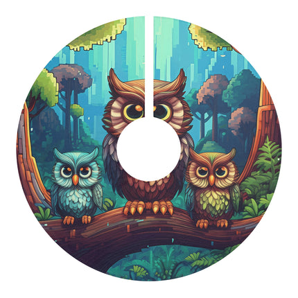 Cute Owl and its Family design themed Christmas Tree Skirts
