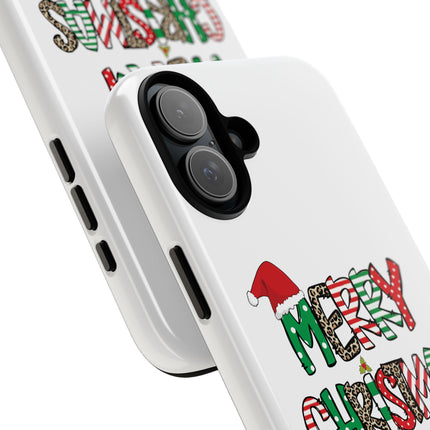 Merry Christmas Phone Case — Festive Santa Hat & Candy Cane Design Tough Case