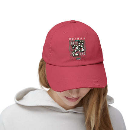 Unisex Distressed Cap mit Typografie-Motiven 