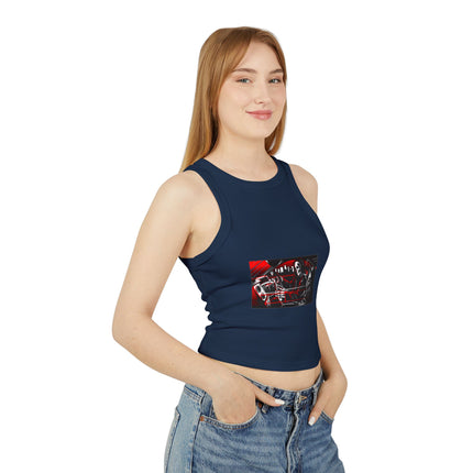 Damen Micro Rib Racer Tank Top mit Auto-Enthusiasten-Motiv