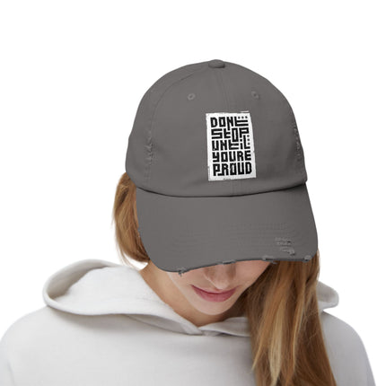 Unisex Distressed Cap mit Typografie-Motiven 