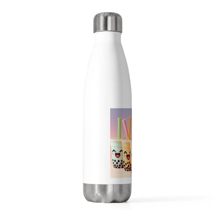 Isolierte Flasche mit lächelndem Design von Boba Tea and Friends, 590 ml 