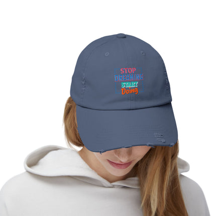 Unisex Distressed Cap mit Typografie-Motiven 