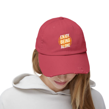 Unisex Distressed Cap mit Typografie-Motiven 