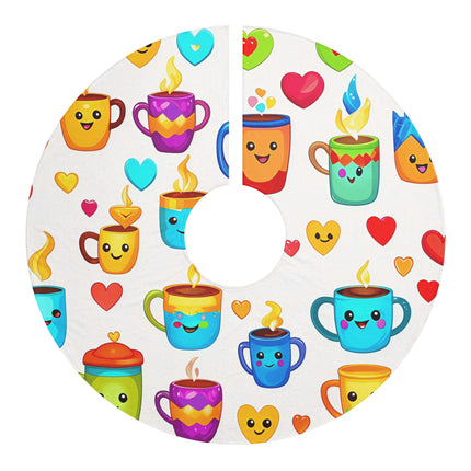 Cute group of Colourful Cups Pattern design themed Christmas Tree Skirts
