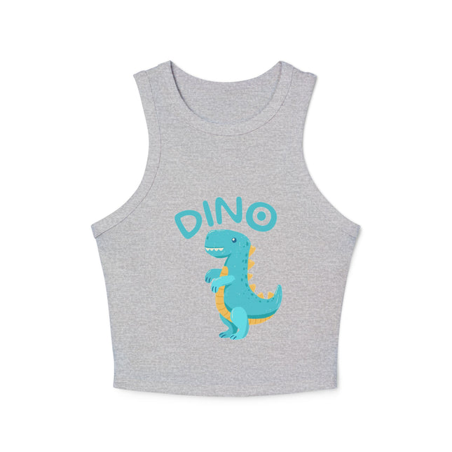 Blue Dino Graphic designed Women's Micro Rib Racer Tank Top