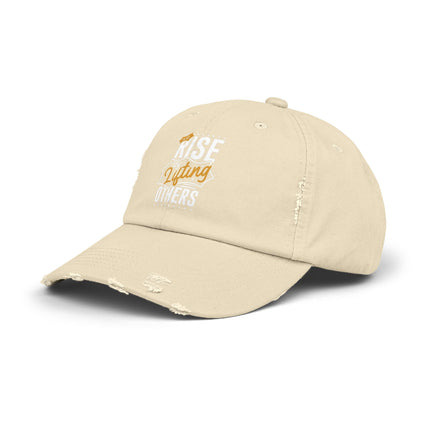 Unisex Distressed Cap mit Typografie-Motiven 