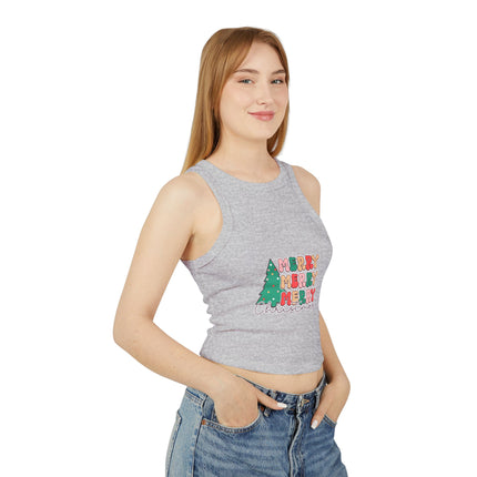 Christmas themed Women's Micro Rib Racer Tank Top