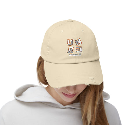 Unisex Distressed Cap mit Typografie-Motiven 