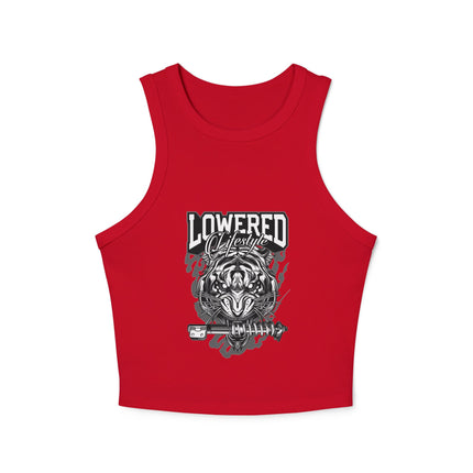 Damen Micro Rib Racer Tank Top mit Auto-Enthusiasten-Motiv