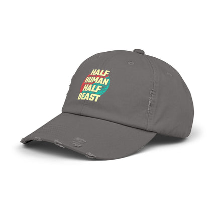 Unisex Distressed Cap mit Typografie-Motiven 