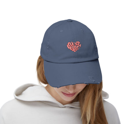 Unisex Distressed Cap mit Typografie-Motiven 