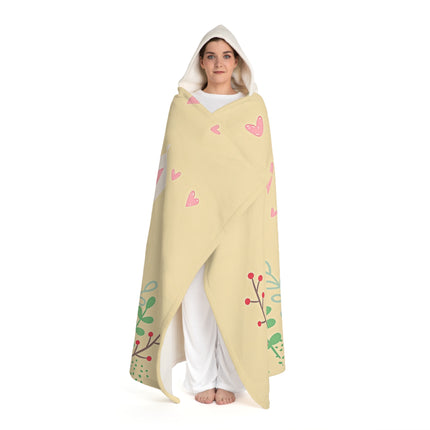 Niedliche Häschen mit Liebe Design Themen Kapuze Sherpa Fleece Decke 