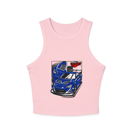 Damen Micro Rib Racer Tank Top mit Auto-Enthusiasten-Motiv