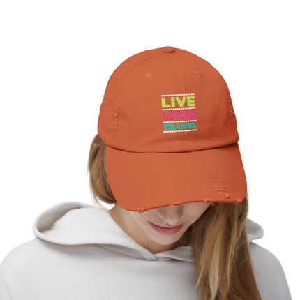 Unisex Distressed Cap mit Typografie-Motiven 
