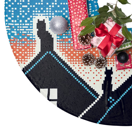 Cute Cat in night  design themed Christmas Tree Skirts