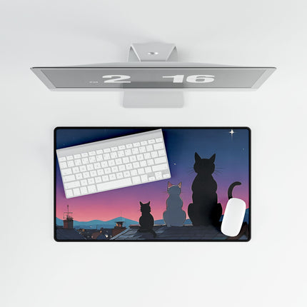 Cat looking at the sky design themed Desk Mats