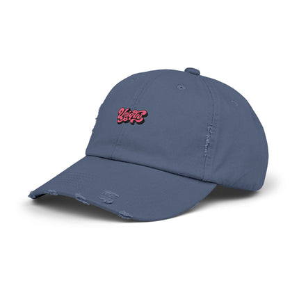 Unisex Distressed Cap mit Typografie-Motiven 