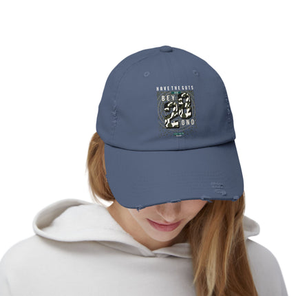 Unisex Distressed Cap mit Typografie-Motiven 