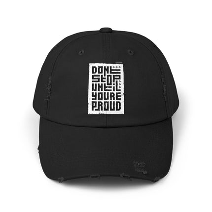 Unisex Distressed Cap mit Typografie-Motiven 