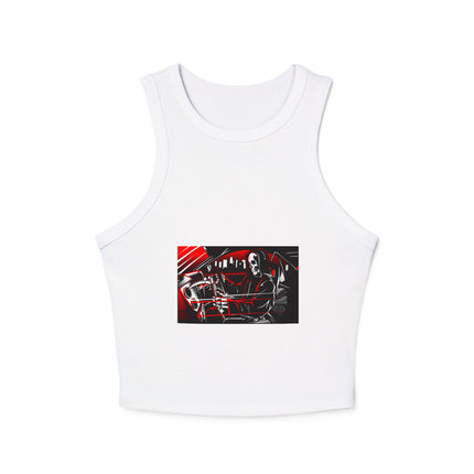 Damen Micro Rib Racer Tank Top mit Auto-Enthusiasten-Motiv