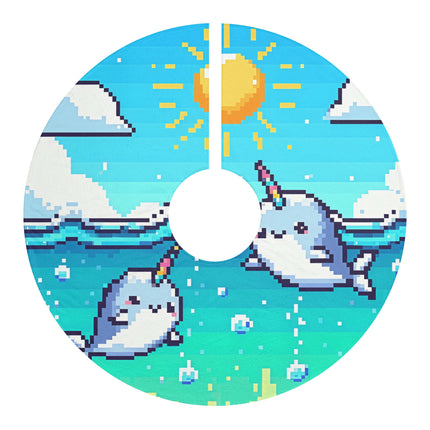 Cute 2 Whale design themed Christmas Tree Skirts
