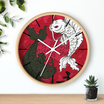 Attraktive Wanduhr mit Koi-Fisch-Design 