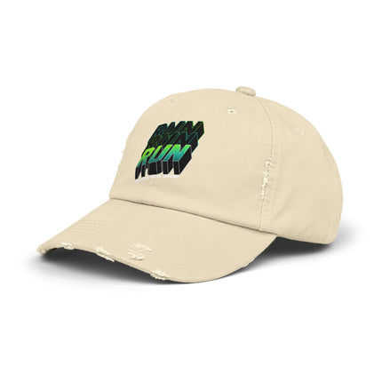 Unisex Distressed Cap mit Typografie-Motiven 