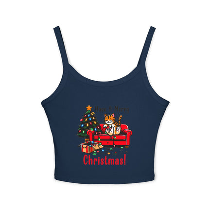 Weihnachtsmotiv Damen Spaghettiträger Tank Top 