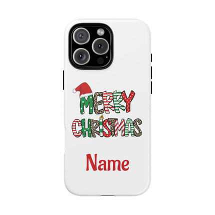 Merry Christmas Phone Case — Festive Santa Hat & Candy Cane Design Tough Case
