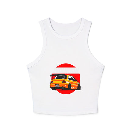 Damen Micro Rib Racer Tank Top mit Auto-Enthusiasten-Motiv
