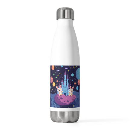 Niedliche 2-Hasen-im-Weltraum-Muster-Design, 590 ml Isolierflasche 