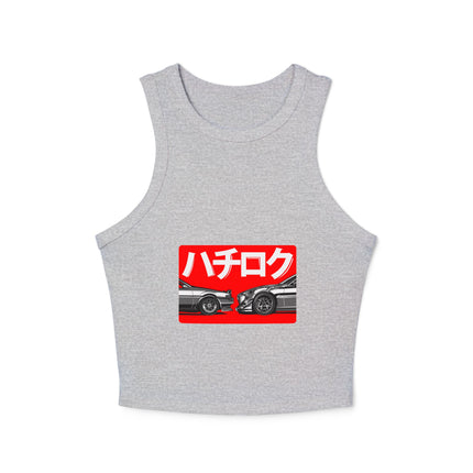 Damen Micro Rib Racer Tank Top mit Auto-Enthusiasten-Motiv