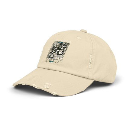 Unisex Distressed Cap mit Typografie-Motiven 