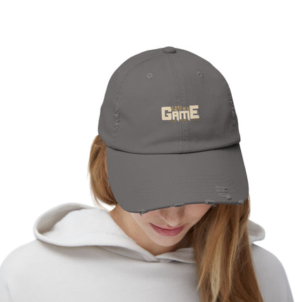 Unisex Distressed Cap mit Typografie-Motiven 