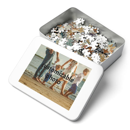 Personalized Family Photo Jigsaw Puzzle with Tin – Custom Memorable Puzzle