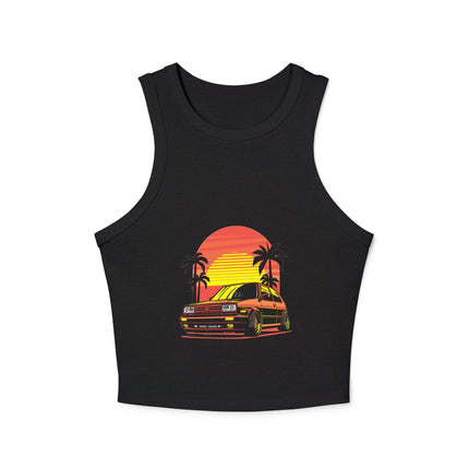 Damen Micro Rib Racer Tank Top mit Auto-Enthusiasten-Motiv