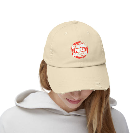 Unisex Distressed Cap mit Typografie-Motiven 