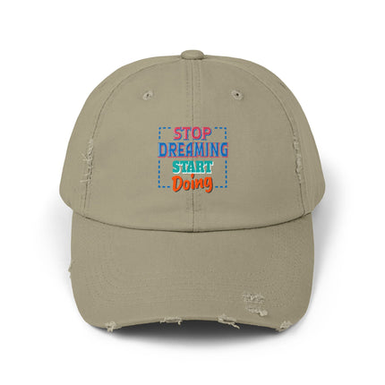Unisex Distressed Cap mit Typografie-Motiven 