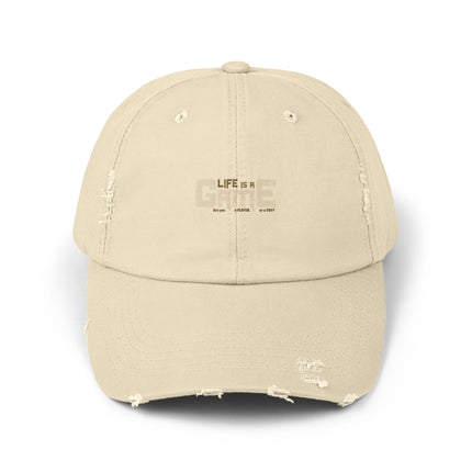 Unisex Distressed Cap mit Typografie-Motiven 