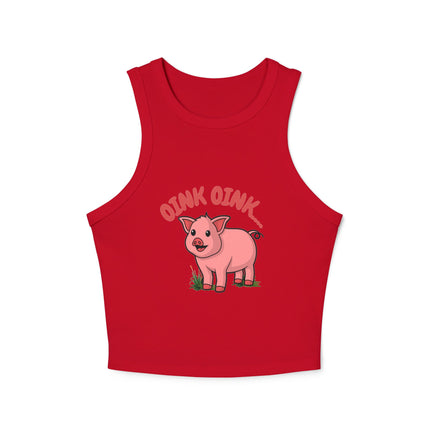 Oink Oink...   Graphic designed Women's Micro Rib Racer Tank Top