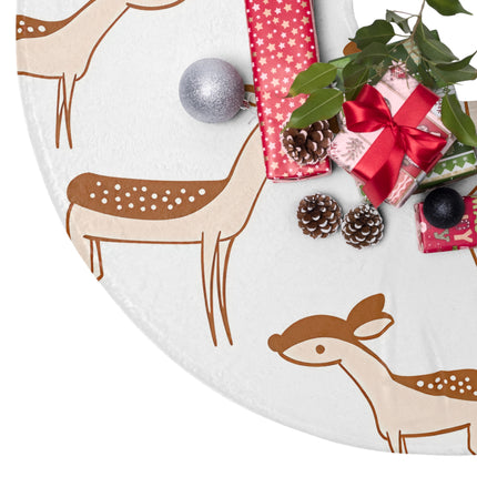 Cute Deer with White background Pattern design themed Christmas Tree Skirts