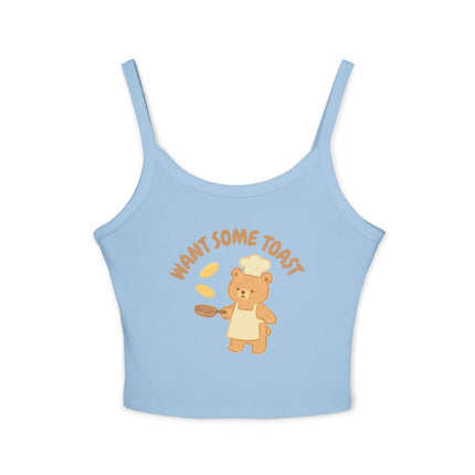 Want Some Toast Graphic designed Women's Spaghetti Strap Tank Top