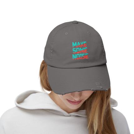 Unisex Distressed Cap mit Typografie-Motiven 