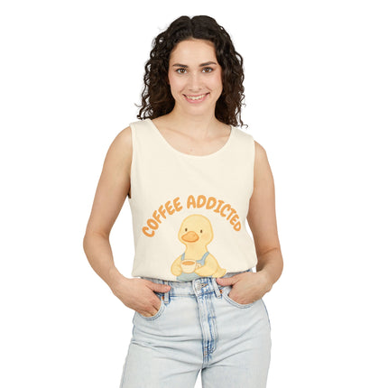 Coffee Addicted Graphic design Unisex Garment-Dyed Tank Top